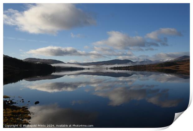 misty Loch Tulla in the winter, the Highlands, Scotland Print by Photogold Prints