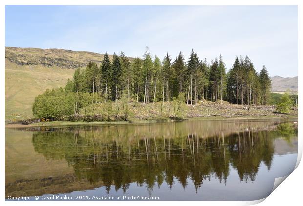 reflection on Loch Lubhair in the Highlands of Sco Print by Photogold Prints