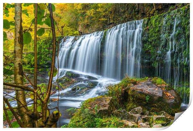 Sgwd Isaf Clun Gwyn Waterfall, Brecon Beacons, Wal Print by David Ross