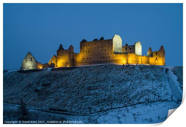 Ruthven Barracks in Winter, Cairngorms National Park Print by David Ross