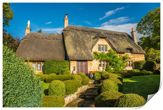 Chipping Campden Thatched Cottage Print by David Ross