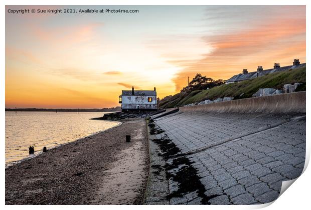 The Boathouse At Lepe and a glorious sky Print by Sue Knight