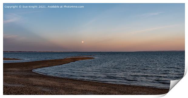 Full moon over the Solent Print by Sue Knight