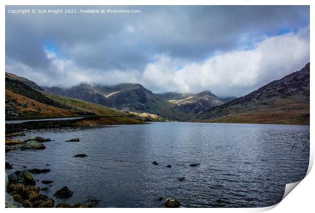 Mist over the mountains, Llyn Ogwen, North Wales Print by Sue Knight