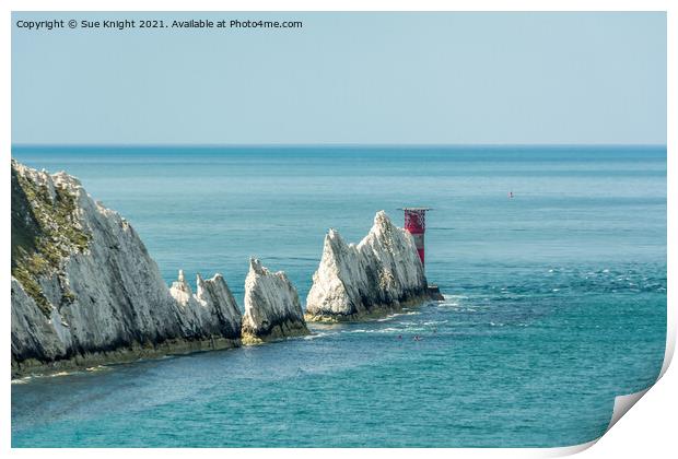 The needles, Isle of Wight Print by Sue Knight