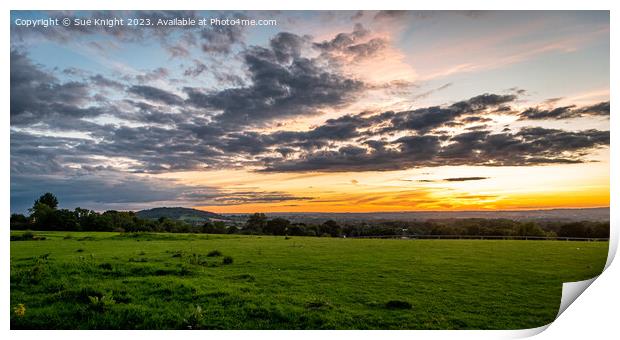 Sunset over Blackmore Vale Valley Print by Sue Knight