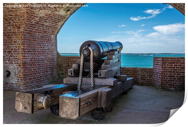  Cannon at Fort Victoria,Isle of Wight Print by Sue Knight