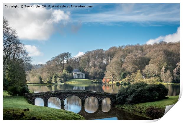 The lake at Stourhead Print by Sue Knight