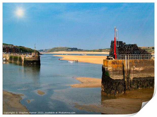 Padstow Harbour and the River Camel Print by Stephen Hamer