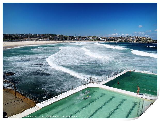 The Iceburg Sea Pool and Bondi Beach Print by Stephen Hamer