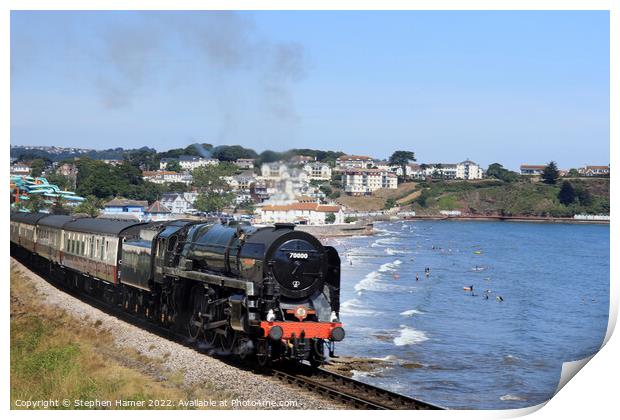 Majestic Steam Locomotive Crossing the Seaside Print by Stephen Hamer