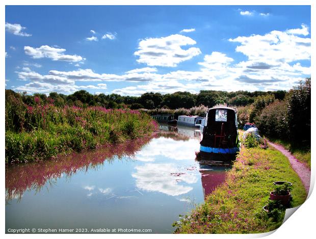 Oxfordshire House Boats Print by Stephen Hamer