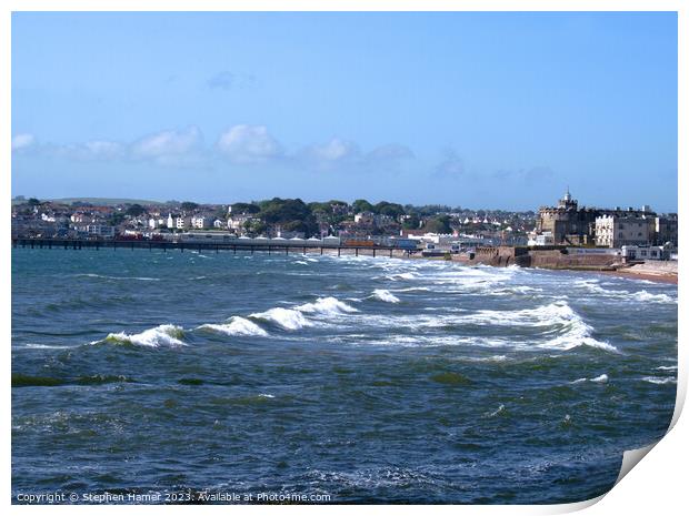 White Horses on Paignton Seafront Print by Stephen Hamer