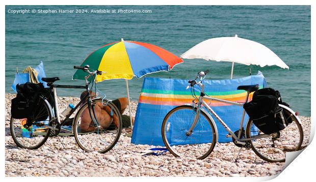 Bikes and Beach Print by Stephen Hamer