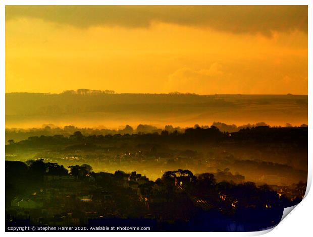 Golden Sunrise Valley Mist Print by Stephen Hamer