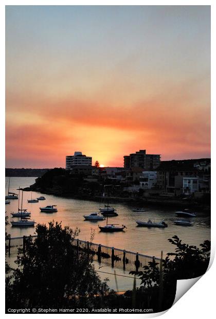 Little Manly Sunset Print by Stephen Hamer