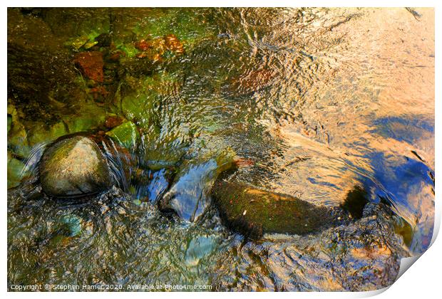River Water Over Stones Print by Stephen Hamer