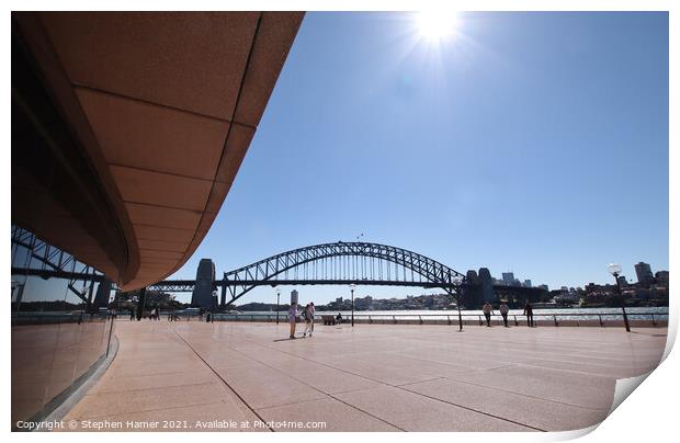 Sun Burst over Sydney Harbour Bridge Print by Stephen Hamer
