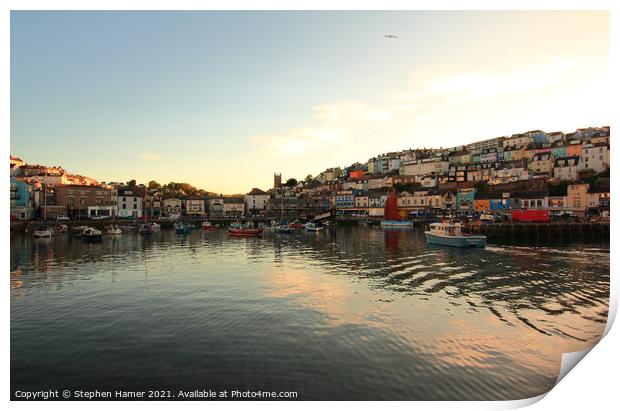 Evening Sunshine Brixham Print by Stephen Hamer