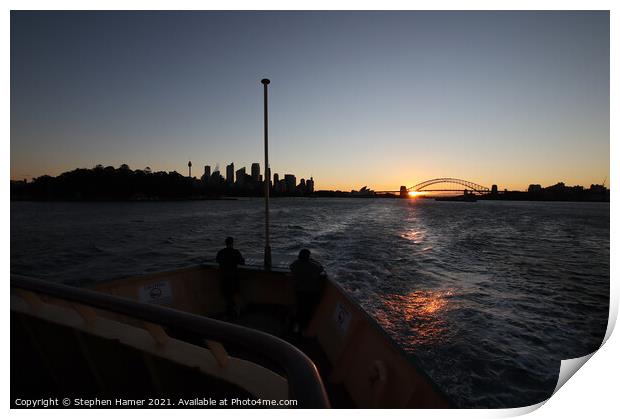 Sunset Sydney Harbour Bridge Print by Stephen Hamer