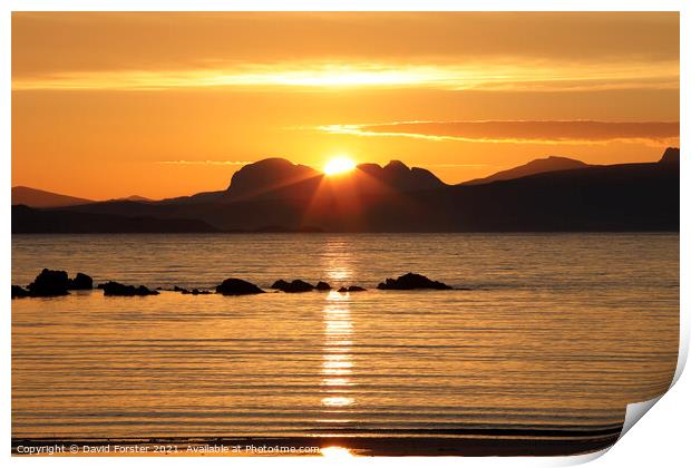 Sunrise over the Mountain of Suilven, NW Coast of Scotland Print by David Forster