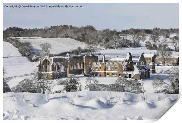 Egglestone Abbey Winter Scene, Barnard Castle, County Durham Print by David Forster