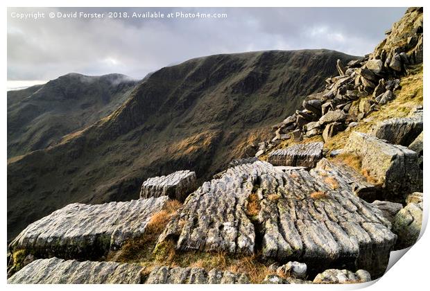 Striding Edge Viewpoint, Lake District, Cumbria Print by David Forster