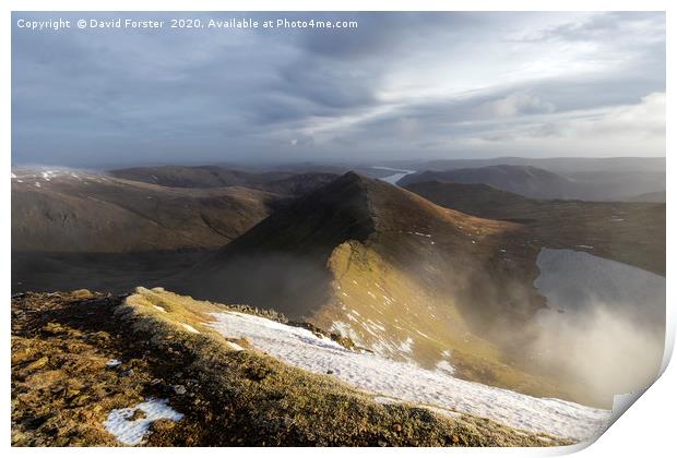Catstye Cam and Swirral Edge, Lake District Print by David Forster