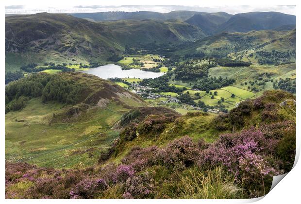 Glenridding and Patterdale from Heron Pike, Lake District, Cumbria, UK Print by David Forster