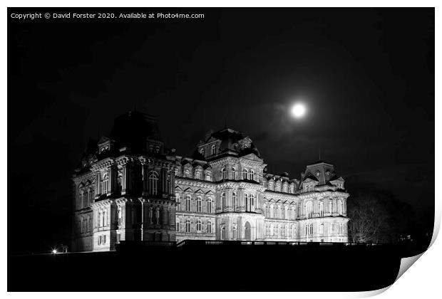 Moonlight over the Bowes Museum, Barnard Castle, County Durham,  Print by David Forster