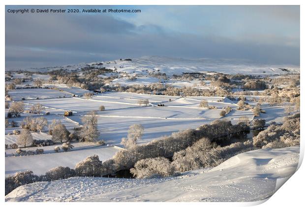 Whistle Crag Winter View, Middleton-in-Teesdale, County Durham Print by David Forster