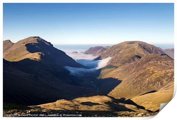 Ennerdale from Green Gable, Lake District, Cumbria, UK Print by David Forster