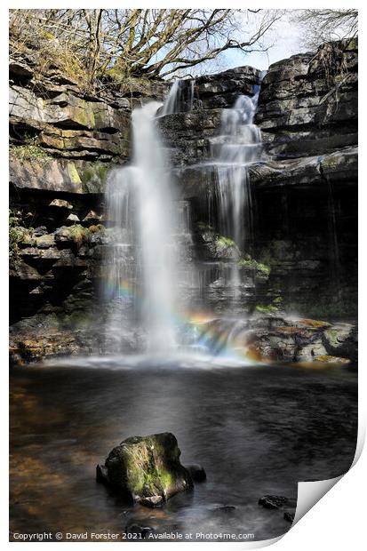 Rainbow Light, Summerhill Force and Gibson’s Cave, Teesdale Print by David Forster