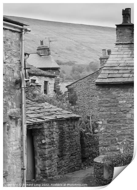 Narrow pathway between cottages in Dent Print by Richard Long