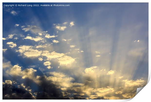 Evening Sun rays Print by Richard Long