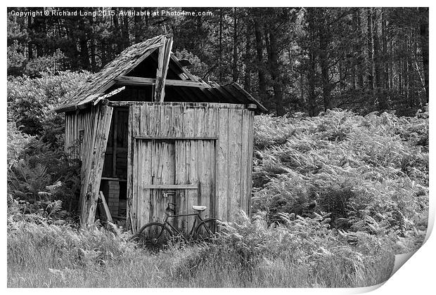  Old Wooden Shed and bicycle Print by Richard Long