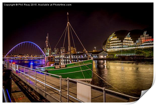  The Tyne at night Print by Phil Reay