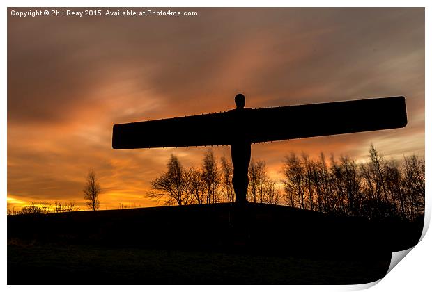  Sunrise at the Angel of the North Print by Phil Reay