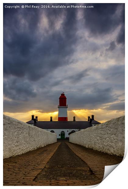 Shafts of light at Souter Print by Phil Reay