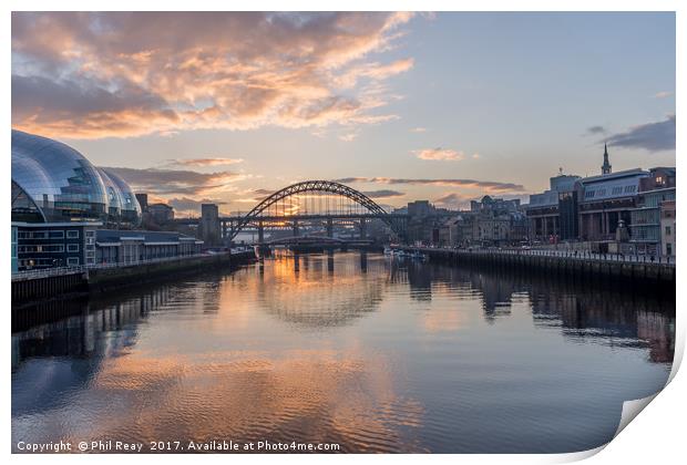 Sunset on the Tyne Print by Phil Reay