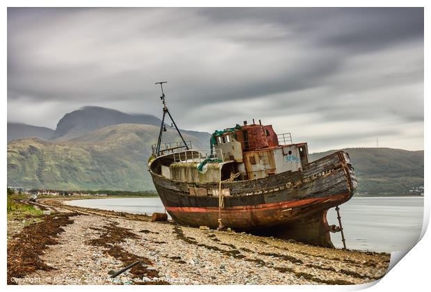 The Corpach Wreck (long exposure) Print by Phil Reay