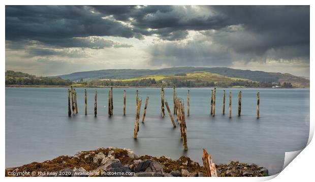 Salen old pier Print by Phil Reay