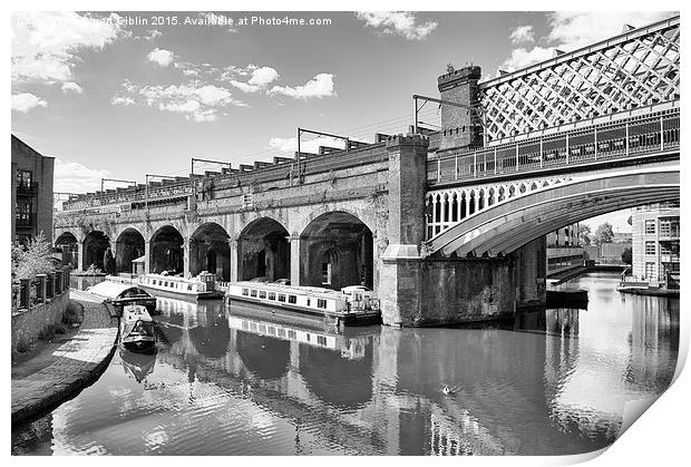 Castlefield Waterways of Manchester & Narrowboats Print by Stuart Giblin