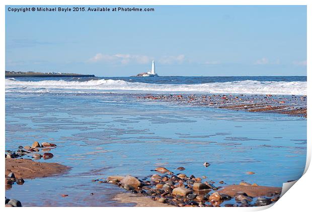   Whitley Bay - Waves on the Beach Print by Michael Boyle