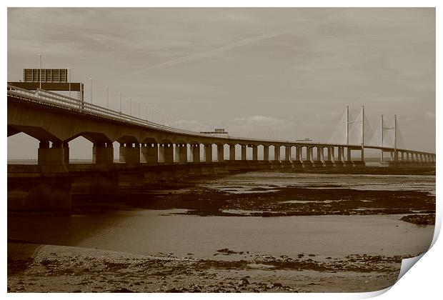  Second Severn Crossing over the Severn Estuary Print by Caroline Hillier