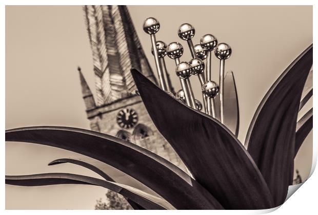 The Crooked Spire and the Pomegranate Flower Print by Michael South Photography