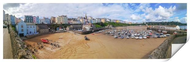 Tenby Harbour Panoramic  Print by Michael South Photography