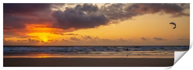 Sunset Kite surfer Print by Gary Schulze