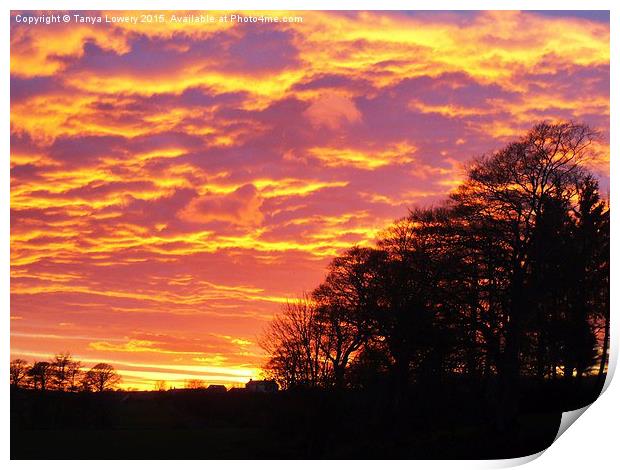 sunset and heavy clouds Print by Tanya Lowery