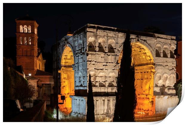 Arch of Janus at Night in Rome Print by Artur Bogacki
